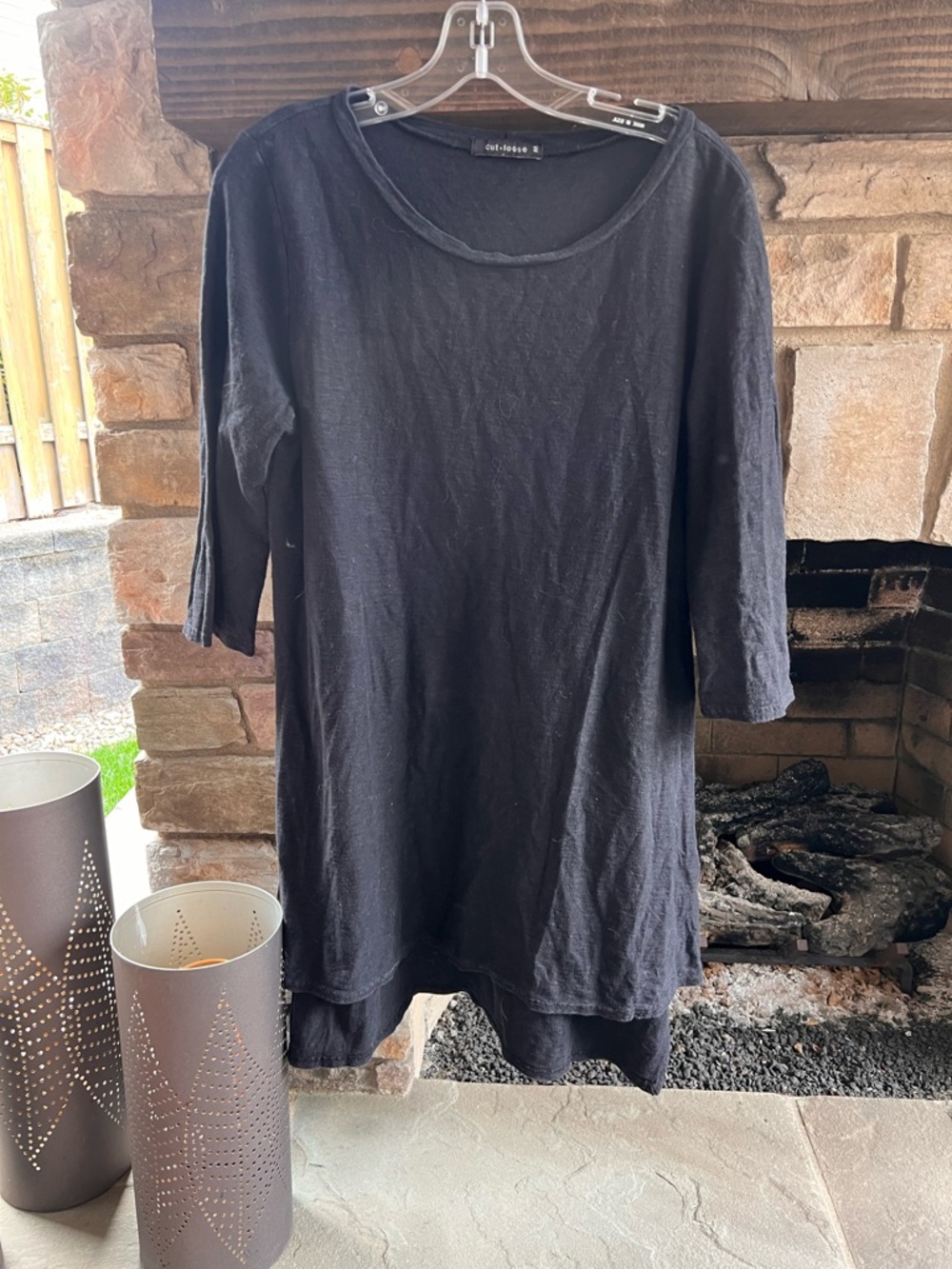 Cut Loose  Black Layered Tunic Top